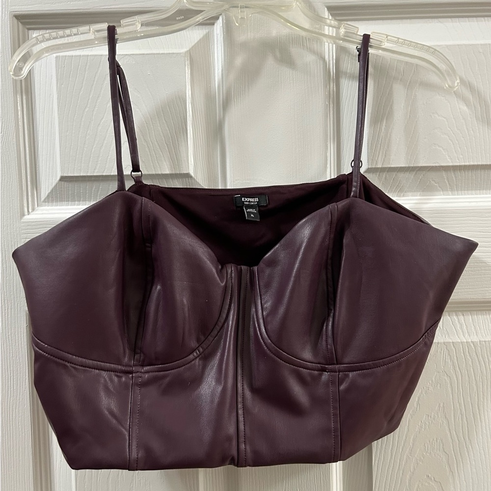 Express Dark Purple Faux Leather Crop Top